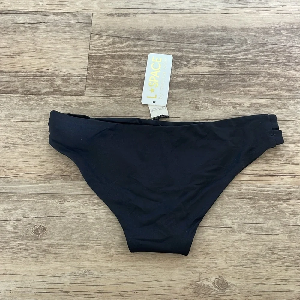 NWT L*Space Estella Cutout Classic Bikini Bottom In Black - Picture 7 of 7
